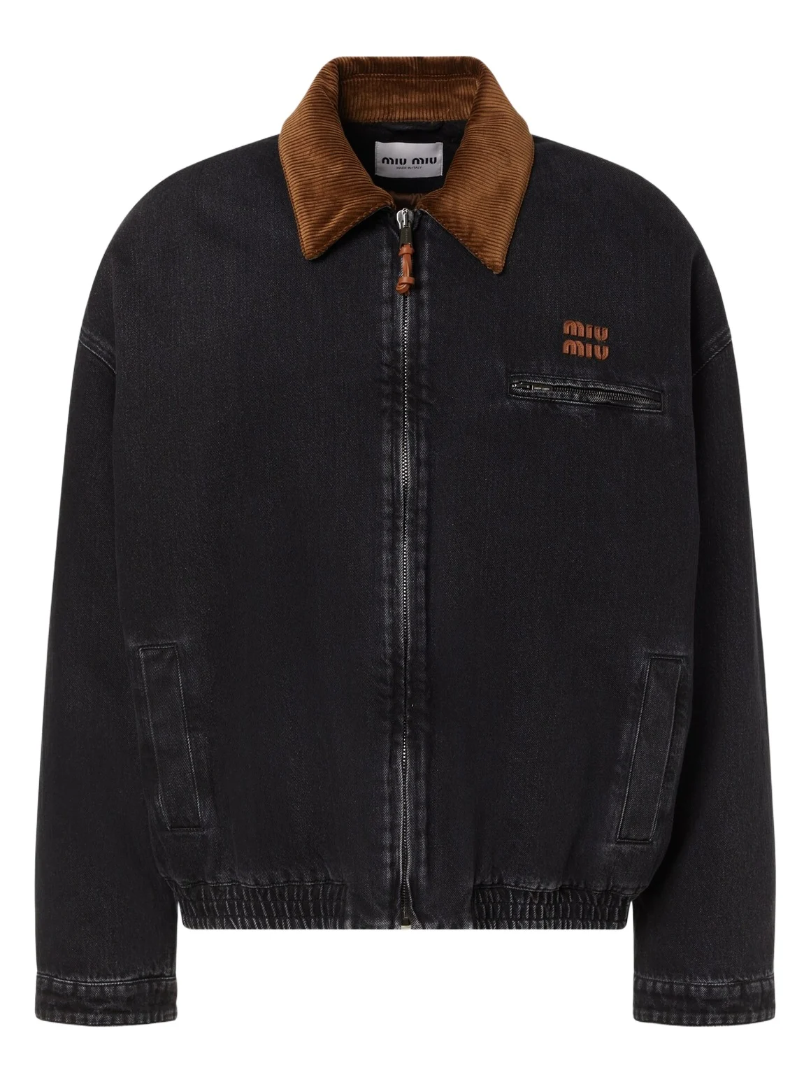 Miu Miu Corduroy-trimmed denim blouson jacket