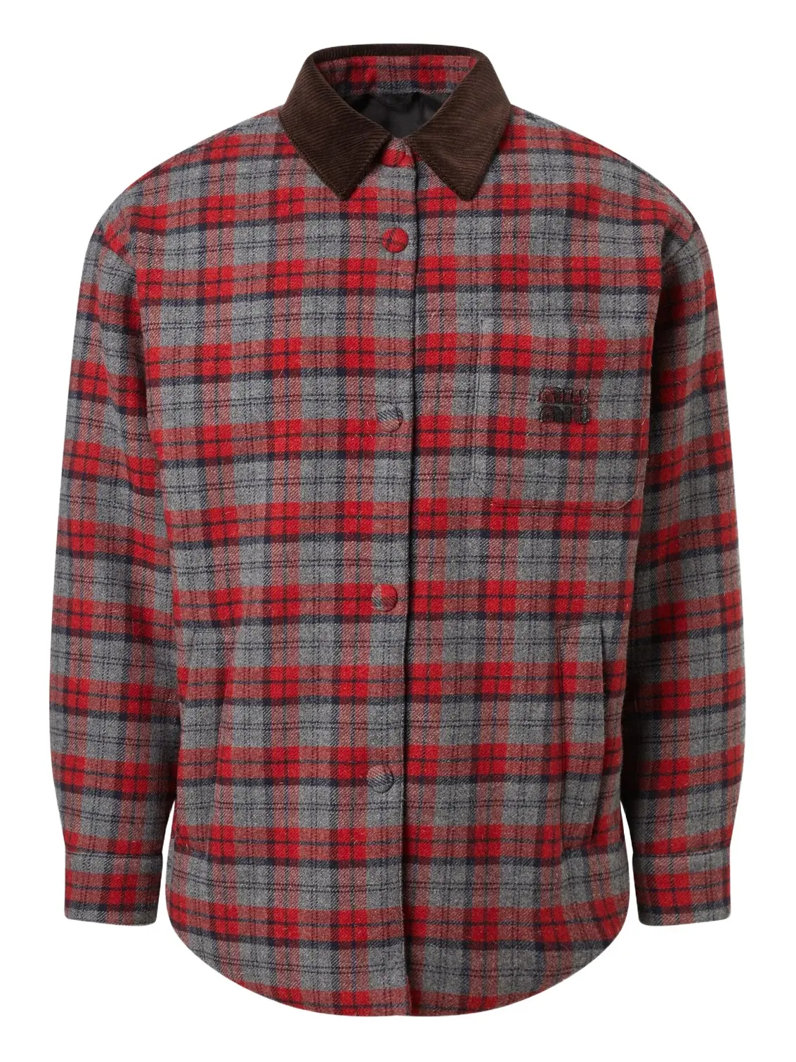 Miu Miu Plaid virgin wool down overshirt
