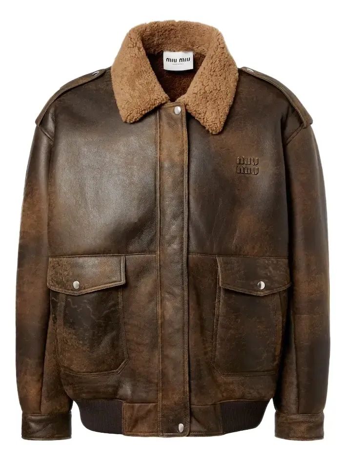 Miu Miu Shearling-lined leather blouson jacket