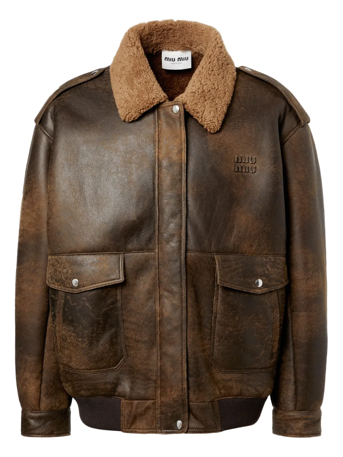 Miu Miu Shearling-lined leather blouson jacket