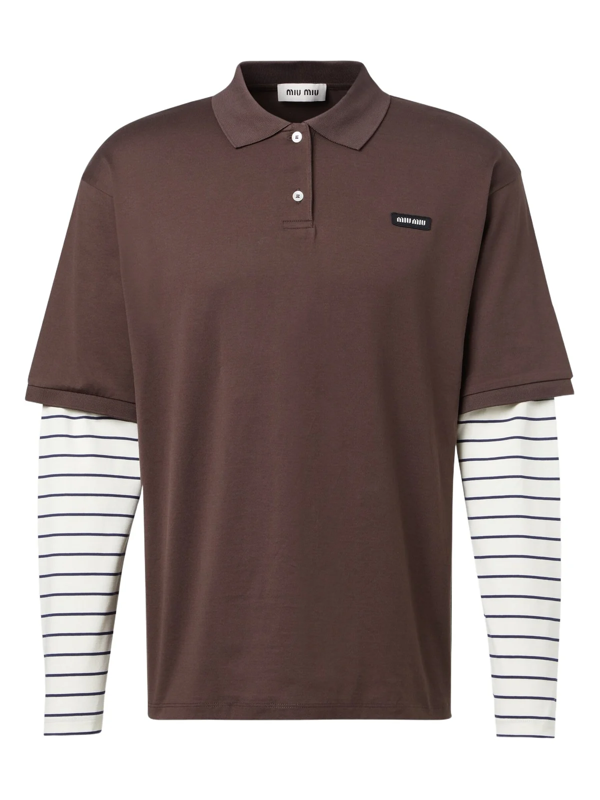 Miu Miu Layered striped cotton polo shirt