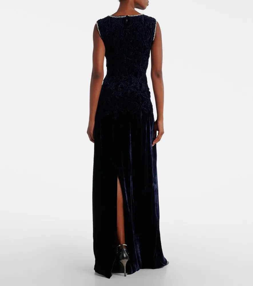 Costarellos Embellished velvet gown | Thumbnail 4