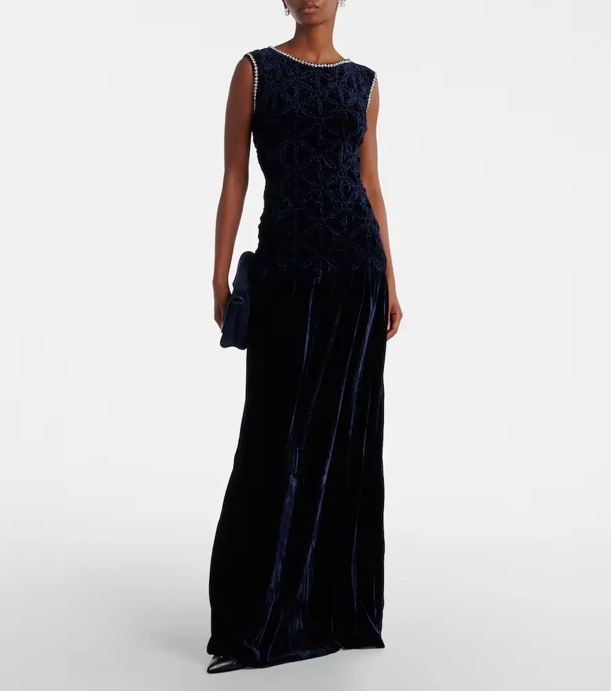 Costarellos Embellished velvet gown | Thumbnail 5