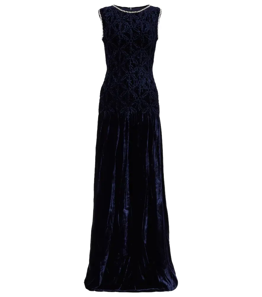 Costarellos Embellished velvet gown