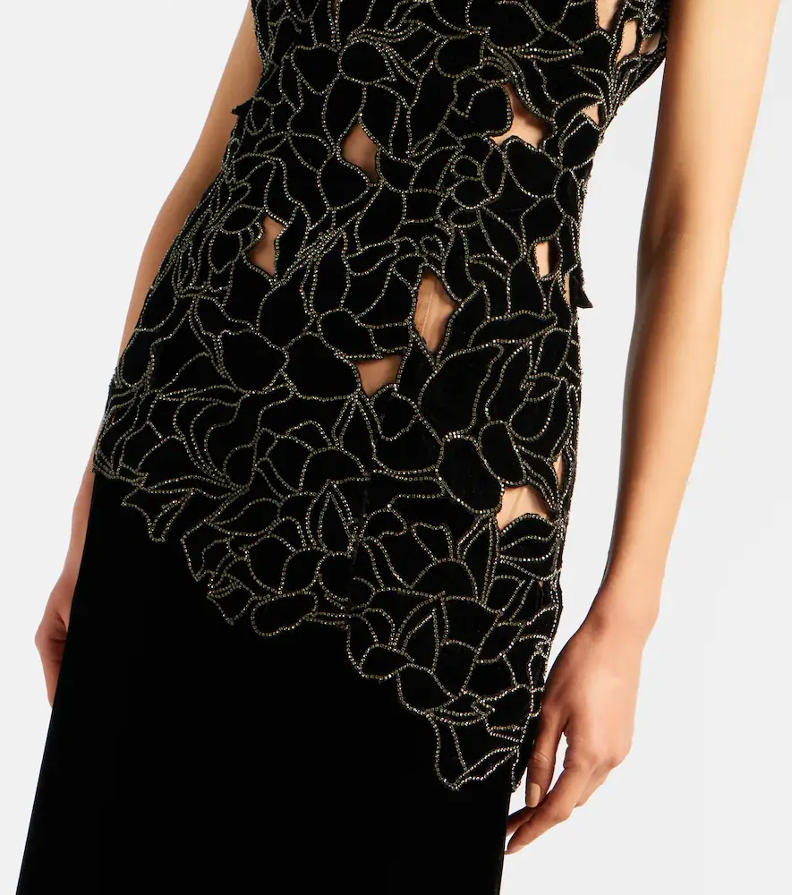 Costarellos Serisa embellished lace-trimmed velvet gown | Thumbnail 6 Costarellos Serisa embellished lace-trimmed velvet gown | Thumbnail 6