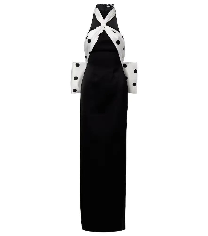 David Koma Polka-dot halterneck gown
