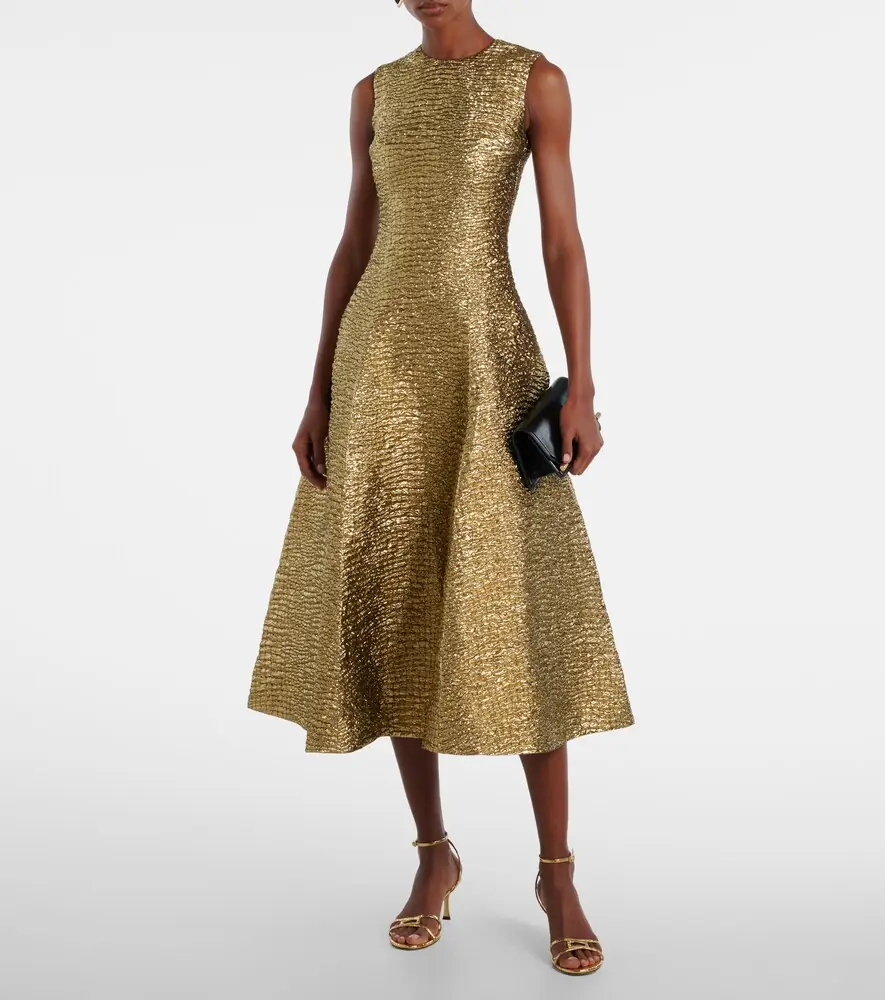Emilia Wickstead Mara metallic-effect seersucker midi dress | Thumbnail 3