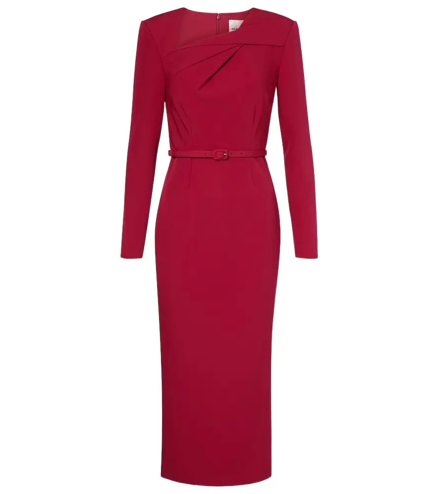 Roland Mouret Belted crêpe midi dress