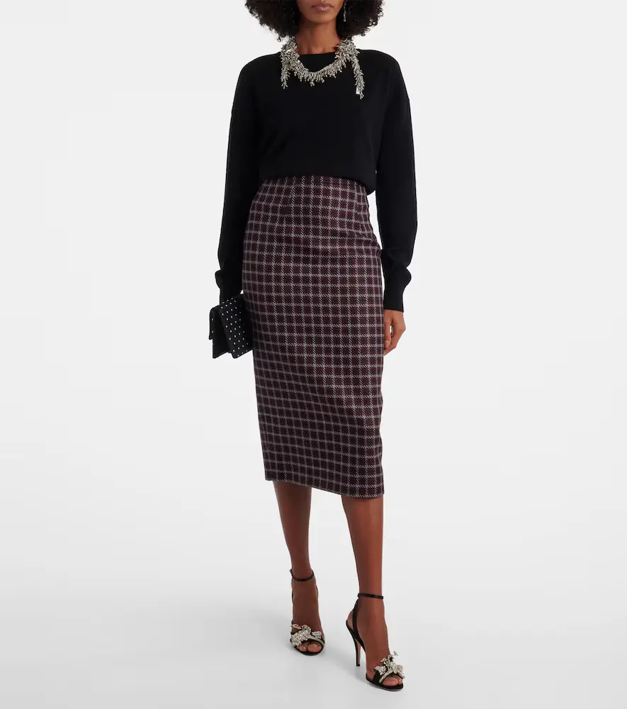 Emilia Wickstead Lorelei houndstooth genzianella pencil skirt | Thumbnail 2