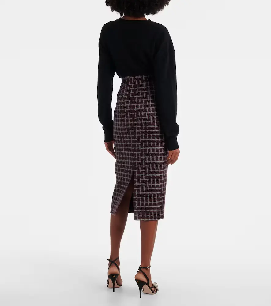 Emilia Wickstead Lorelei houndstooth genzianella pencil skirt | Thumbnail 4