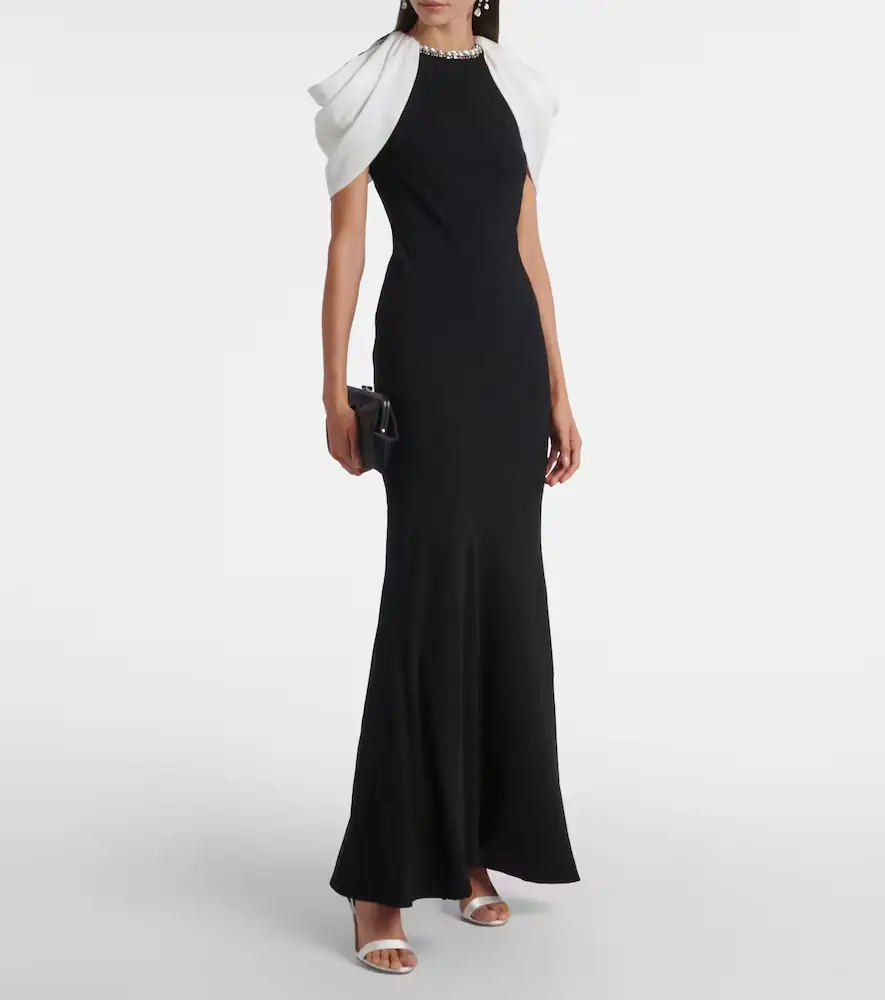 Roland Mouret Embellished caped satin crêpe gown | Thumbnail 2 Roland Mouret Embellished caped satin crêpe gown | Thumbnail 2