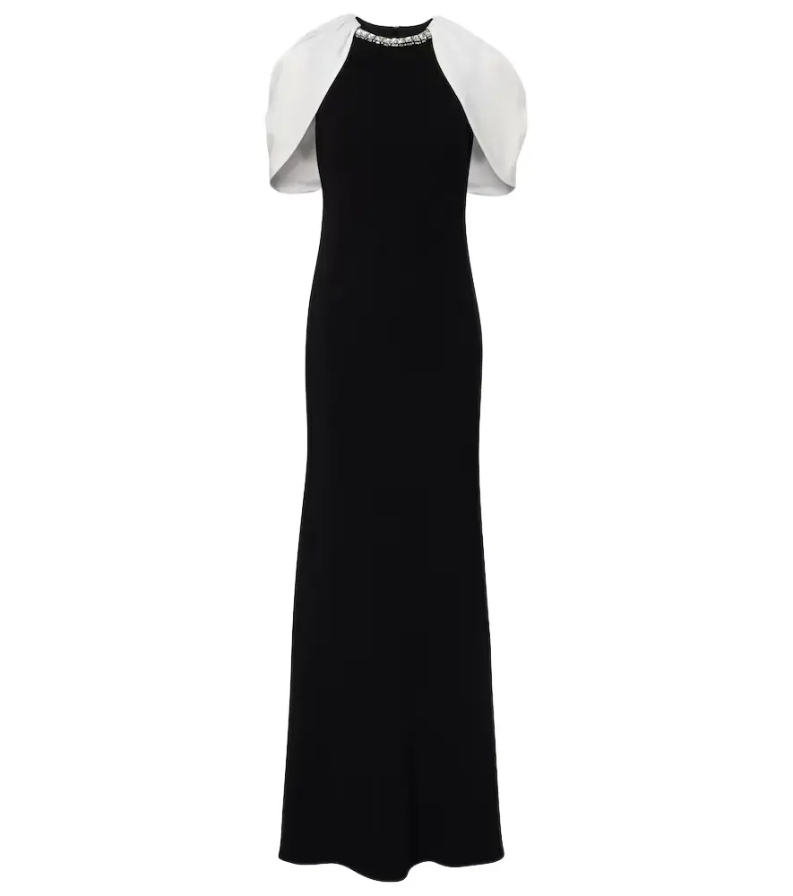 Roland Mouret Embellished caped satin crêpe gown