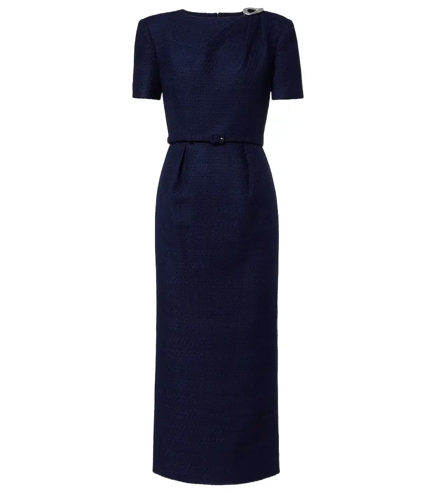 Roland Mouret Belted bouclé midi dress