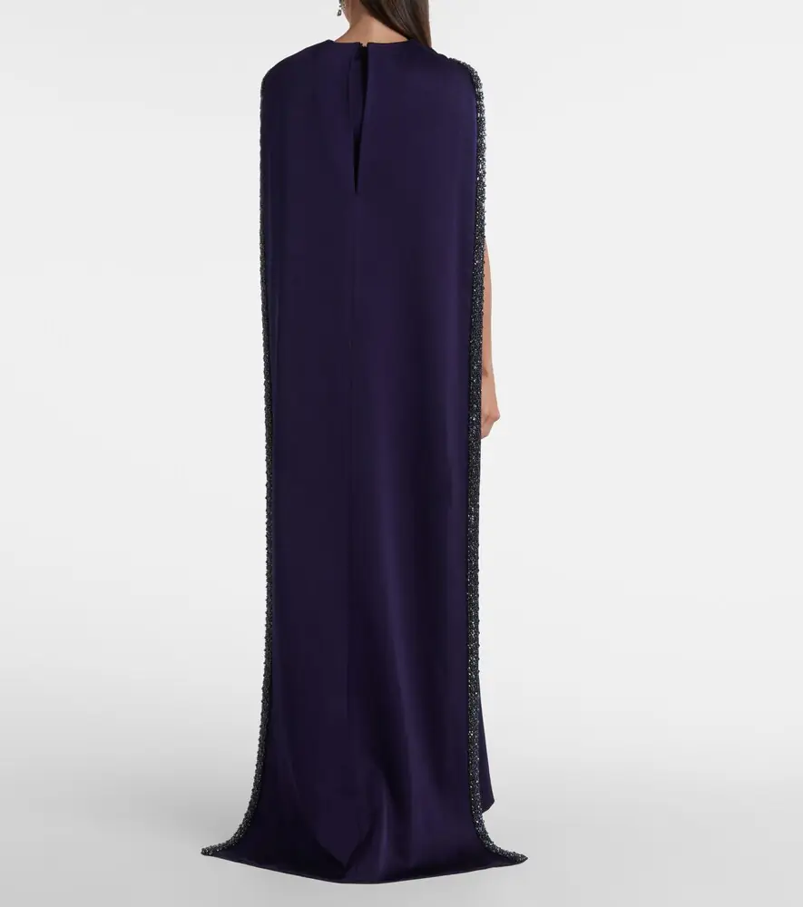 Roland Mouret Embellished caped satin crêpe gown | Thumbnail 3