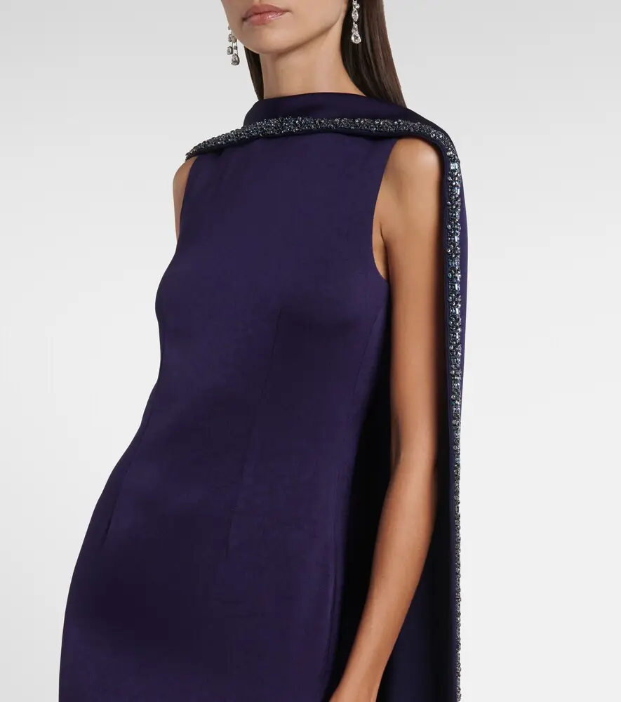 Roland Mouret Embellished caped satin crêpe gown | Thumbnail 4