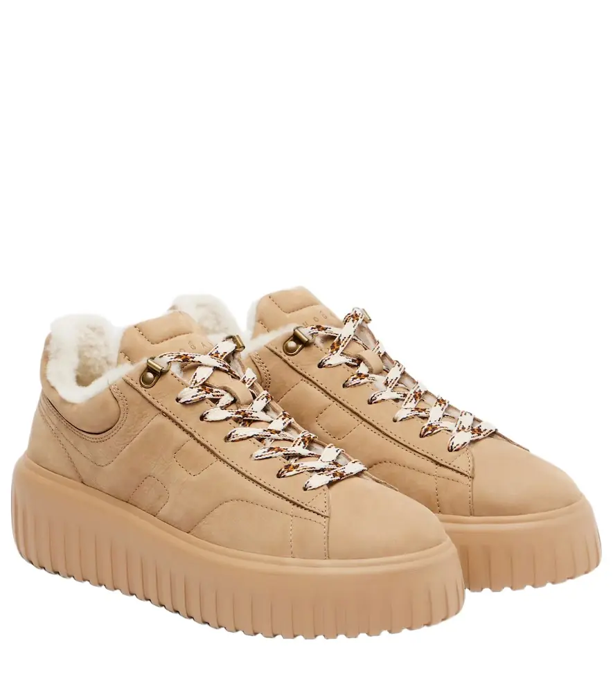 Hogan H-Stripes shearling-lined suede sneakers | Image 1 Hogan H-Stripes shearling-lined suede sneakers | Image 1