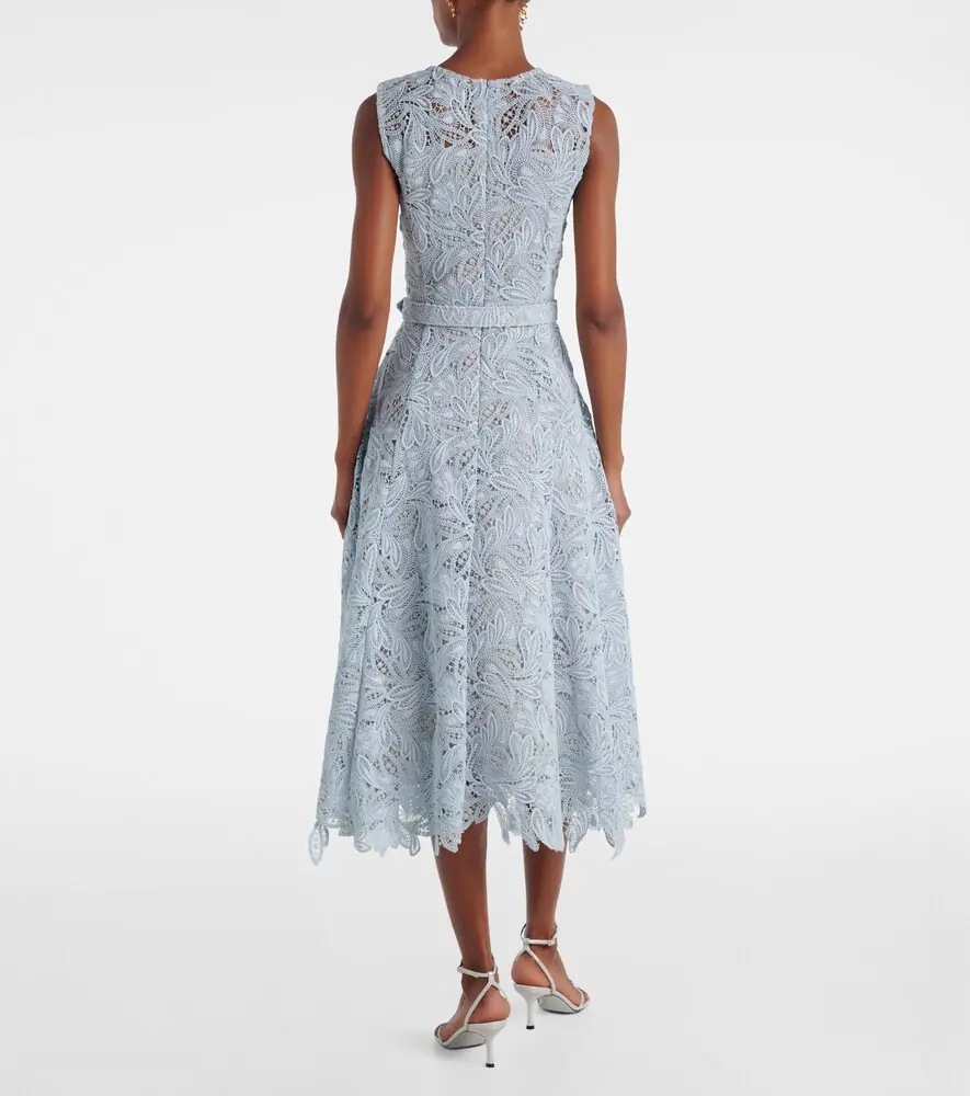 Oscar de la Renta Belted floral lace midi dress | Thumbnail 3