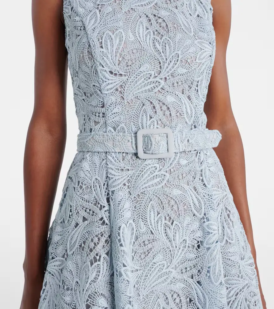 Oscar de la Renta Belted floral lace midi dress | Thumbnail 4