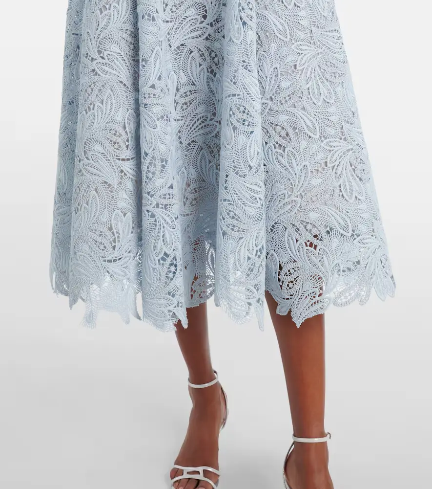 Oscar de la Renta Belted floral lace midi dress | Thumbnail 6