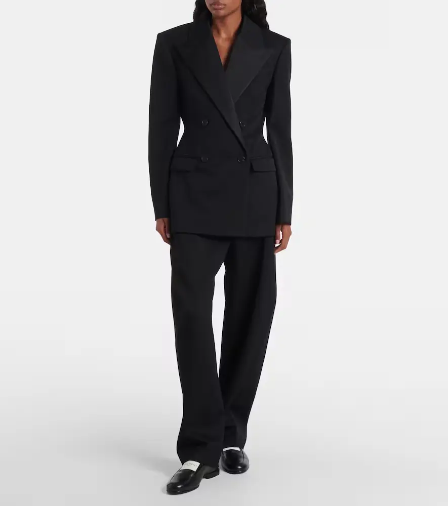 Givenchy Double-breasted satin-trimmed wool blazer | Thumbnail 2 Givenchy Double-breasted satin-trimmed wool blazer | Thumbnail 2
