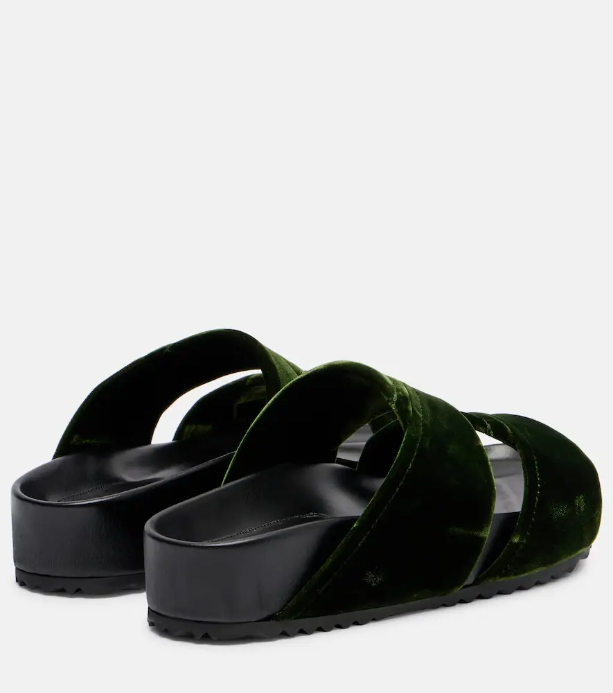 Dries Van Noten Leather-trimmed velvet slides | Thumbnail 2