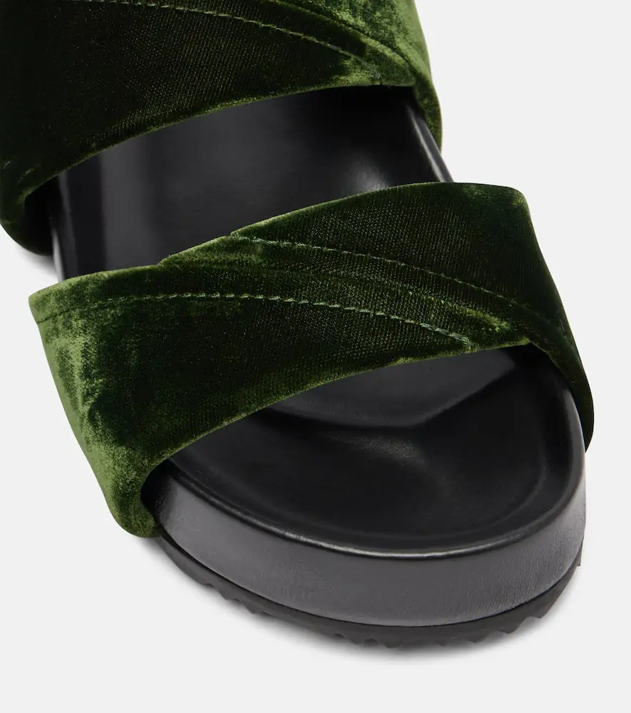 Dries Van Noten Leather-trimmed velvet slides | Thumbnail 3