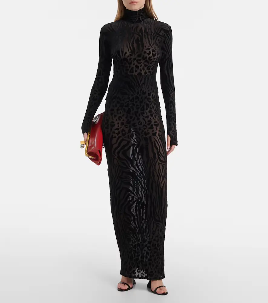 Alex Perry Sheer animal-print devoré maxi dress | Thumbnail 3 Alex Perry Sheer animal-print devoré maxi dress | Thumbnail 3