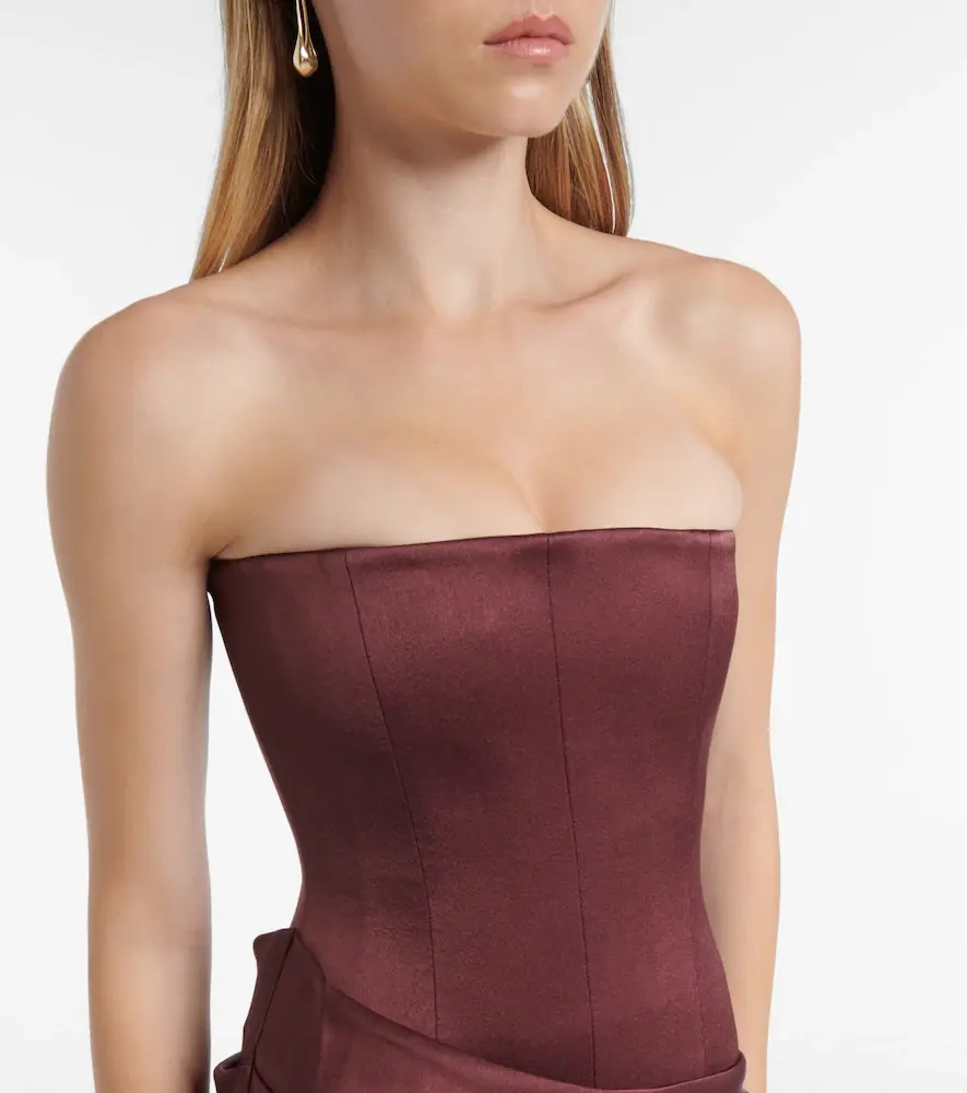 Alex Perry Draped crêpe satin corset gown | Thumbnail 5 Alex Perry Draped crêpe satin corset gown | Thumbnail 5