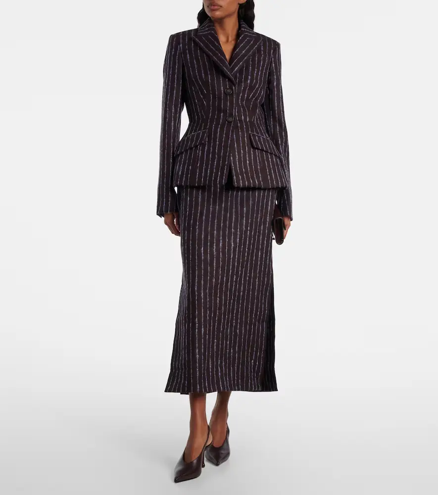 Erdem Pinstripe wool and mohair pencil skirt | Thumbnail 4 Erdem Pinstripe wool and mohair pencil skirt | Thumbnail 4