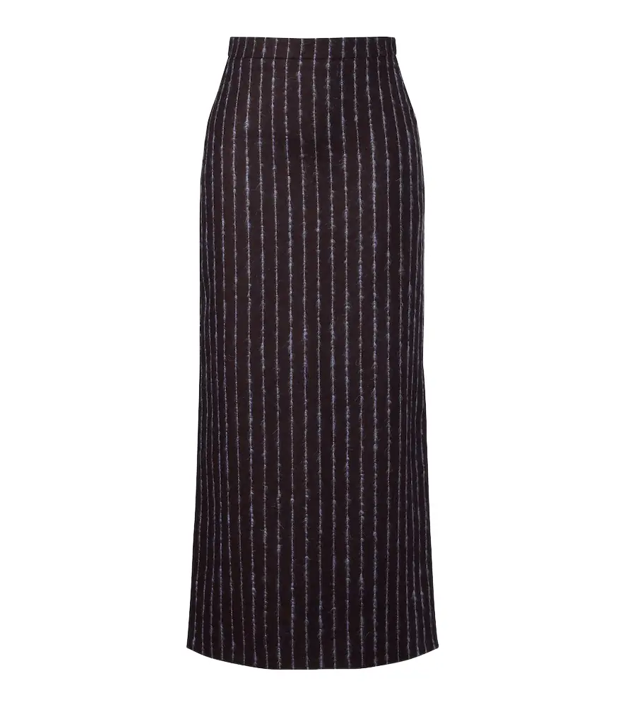 Erdem Pinstripe wool and mohair pencil skirt
