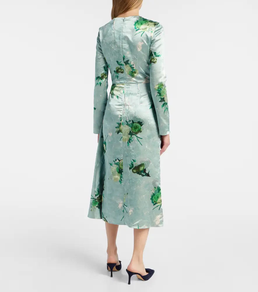 Erdem Draped floral satin midi dress | Thumbnail 2 Erdem Draped floral satin midi dress | Thumbnail 2