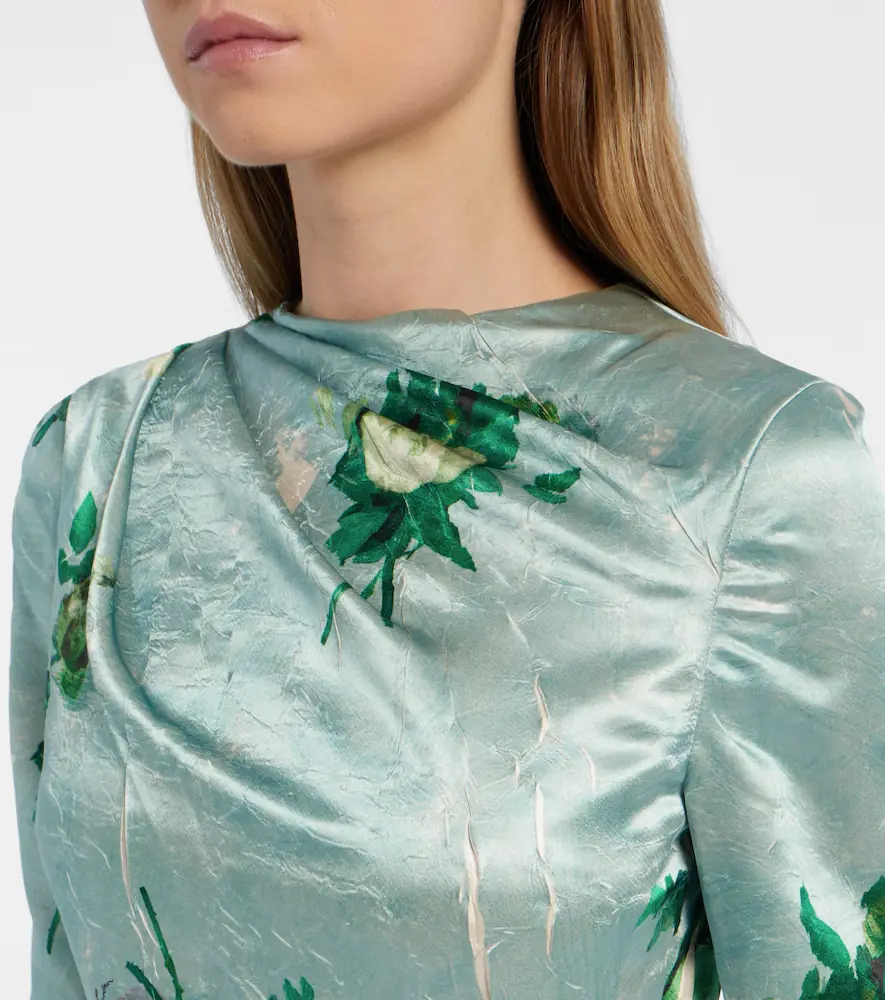 Erdem Draped floral satin midi dress | Thumbnail 4 Erdem Draped floral satin midi dress | Thumbnail 4