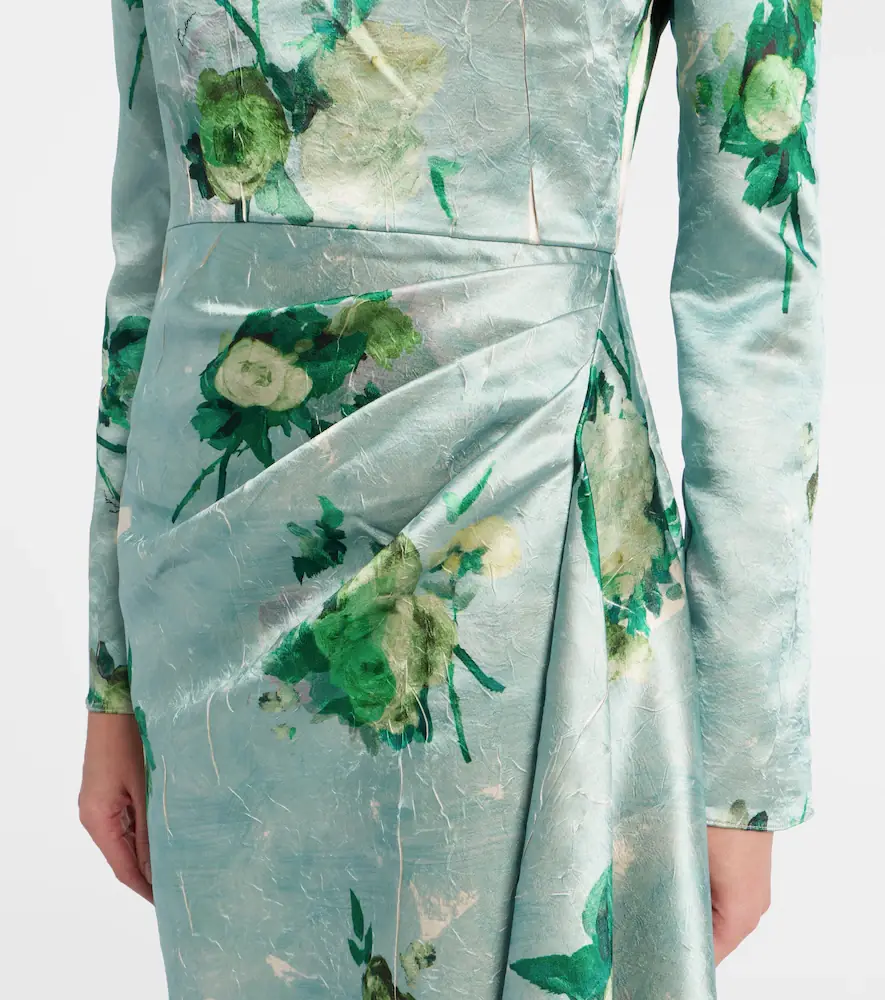Erdem Draped floral satin midi dress | Thumbnail 5 Erdem Draped floral satin midi dress | Thumbnail 5