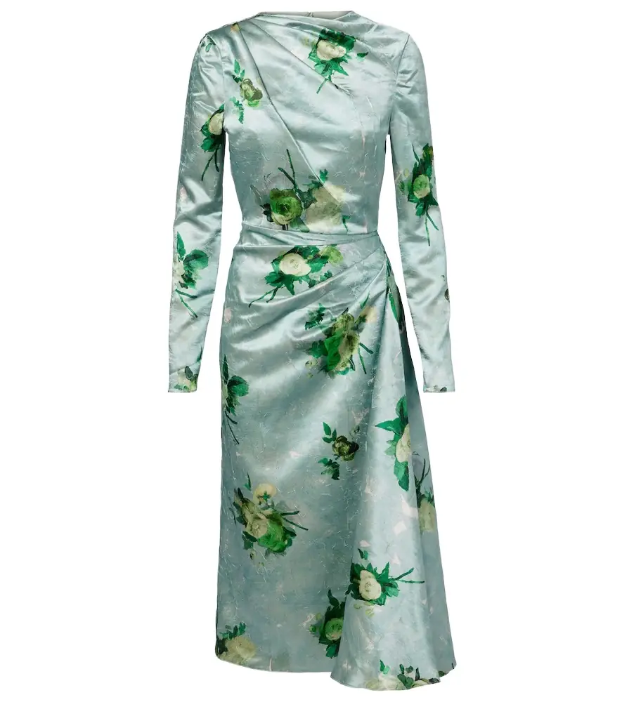 Draped floral satin midi dress Draped floral satin midi dress
