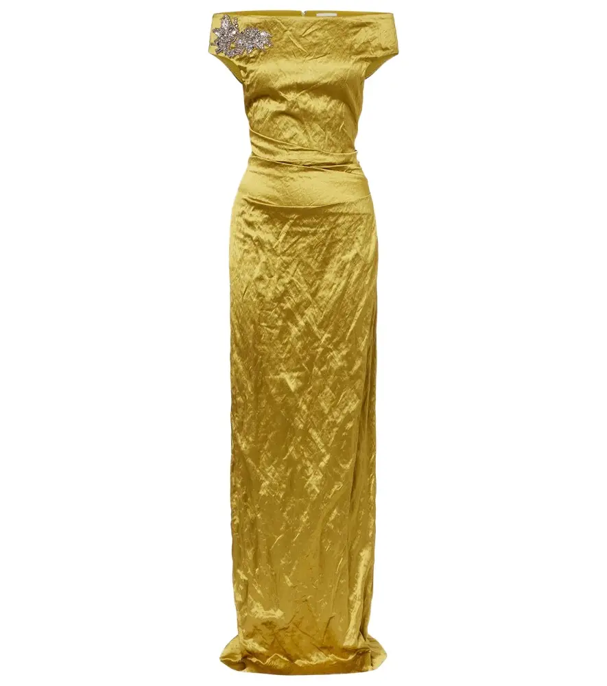 Erdem Embellished off-shoulder satin gown