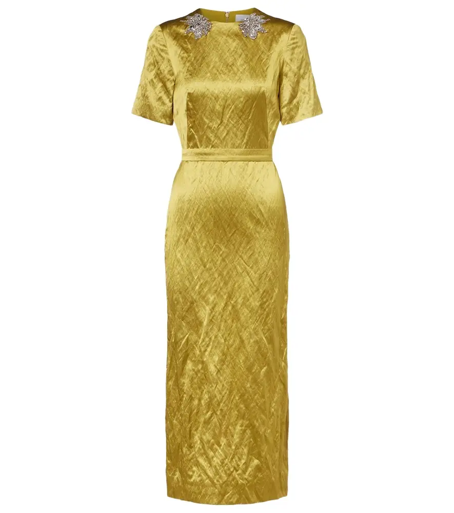 Erdem Embellished satin midi dress