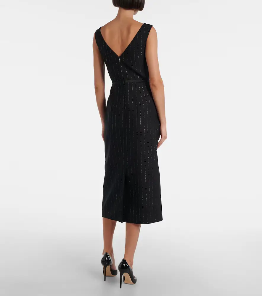 Erdem Pinstripe wool lamé midi dress | Thumbnail 4