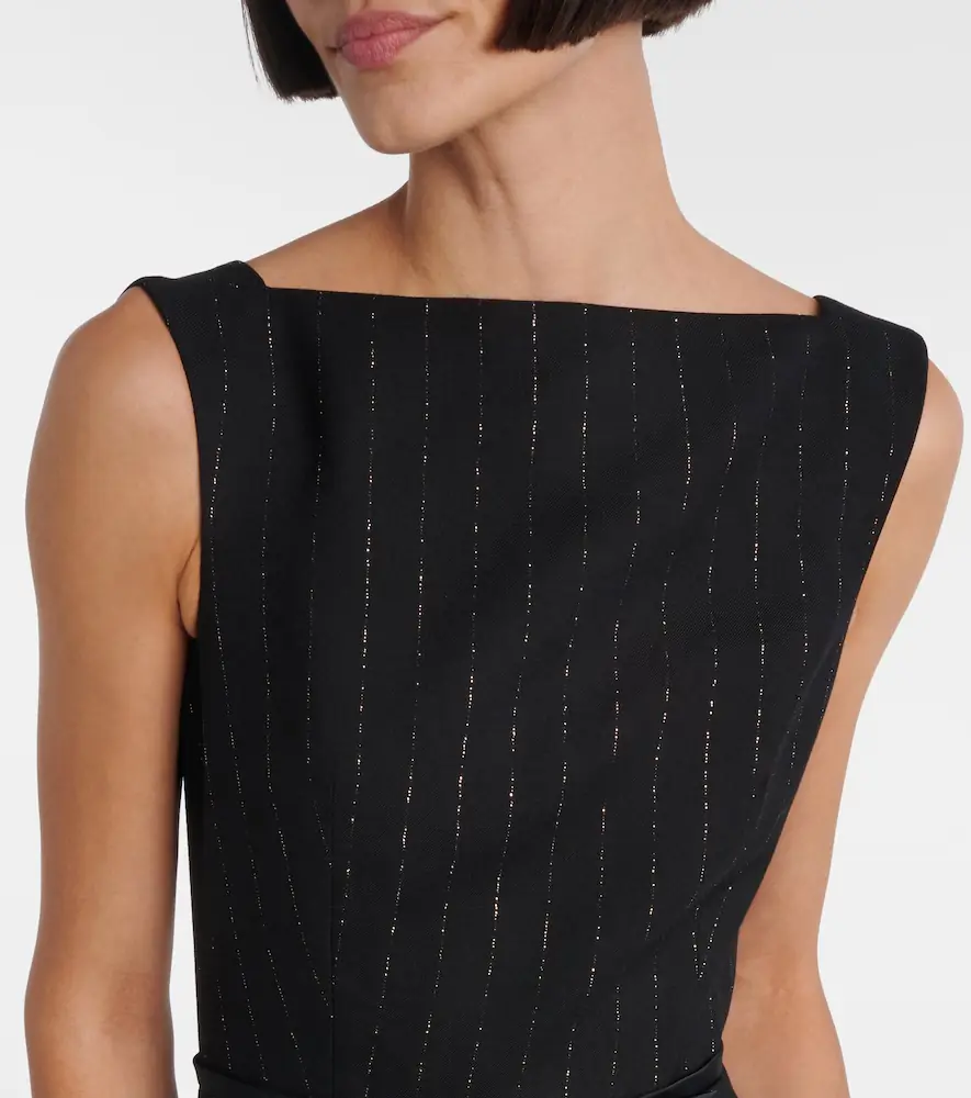 Erdem Pinstripe wool lamé midi dress | Thumbnail 5