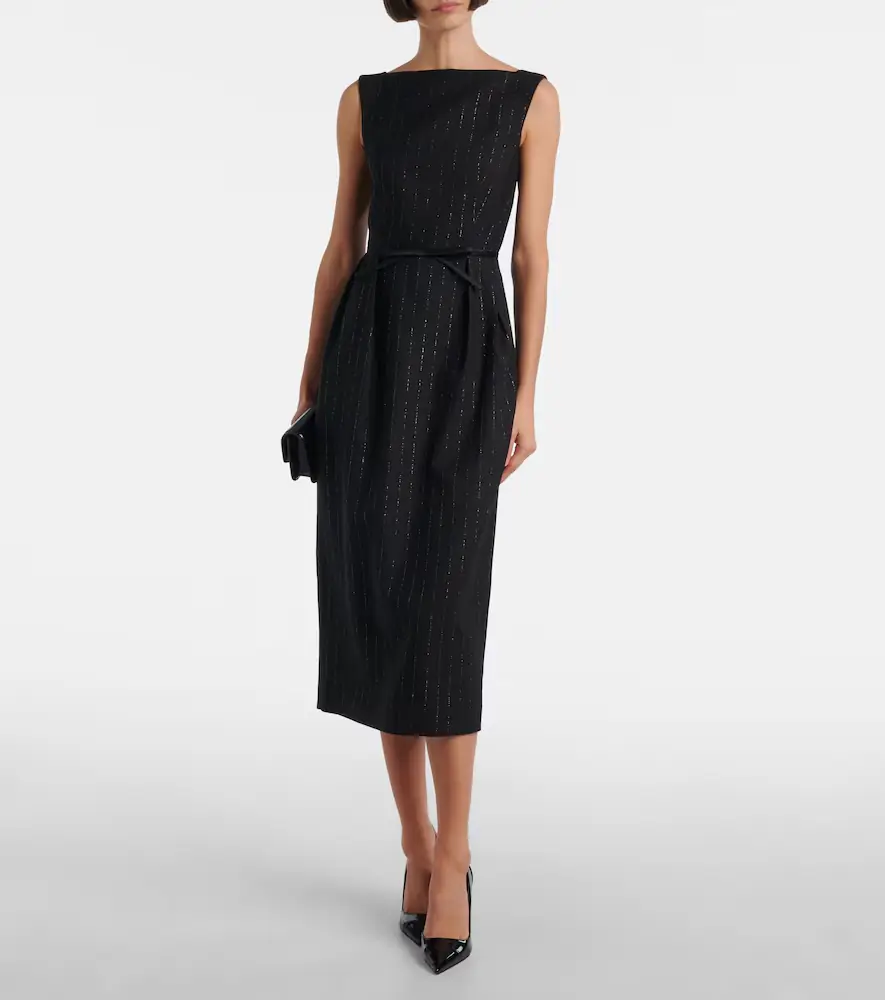 Erdem Pinstripe wool lamé midi dress | Thumbnail 6