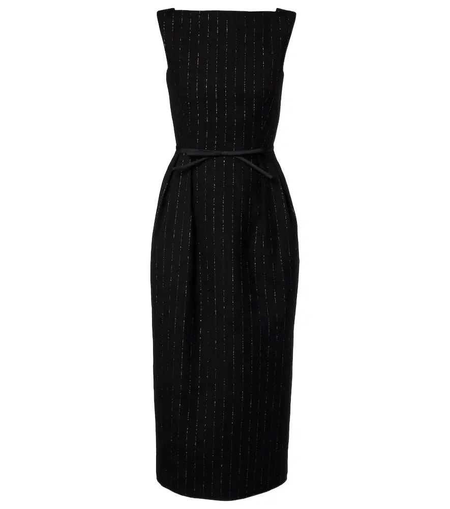 Erdem Pinstripe wool lamé midi dress | Image 1 Erdem Pinstripe wool lamé midi dress | Image 1