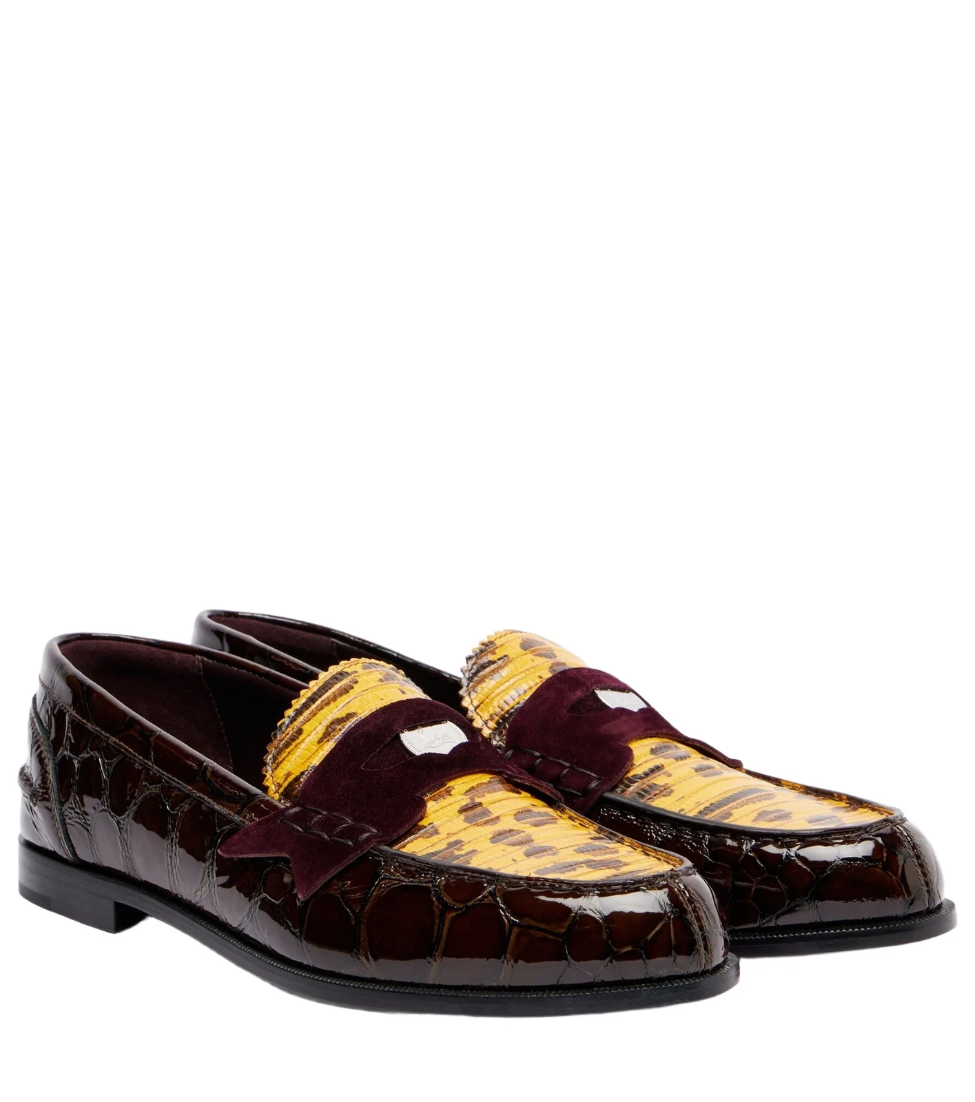 Penny croc-effect leather penny loafers