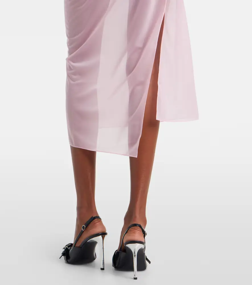 Courrèges Courrèges Draped sheer jersey crêpe midi dress | Thumbnail 4 Courrèges Courrèges Draped sheer jersey crêpe midi dress | Thumbnail 4