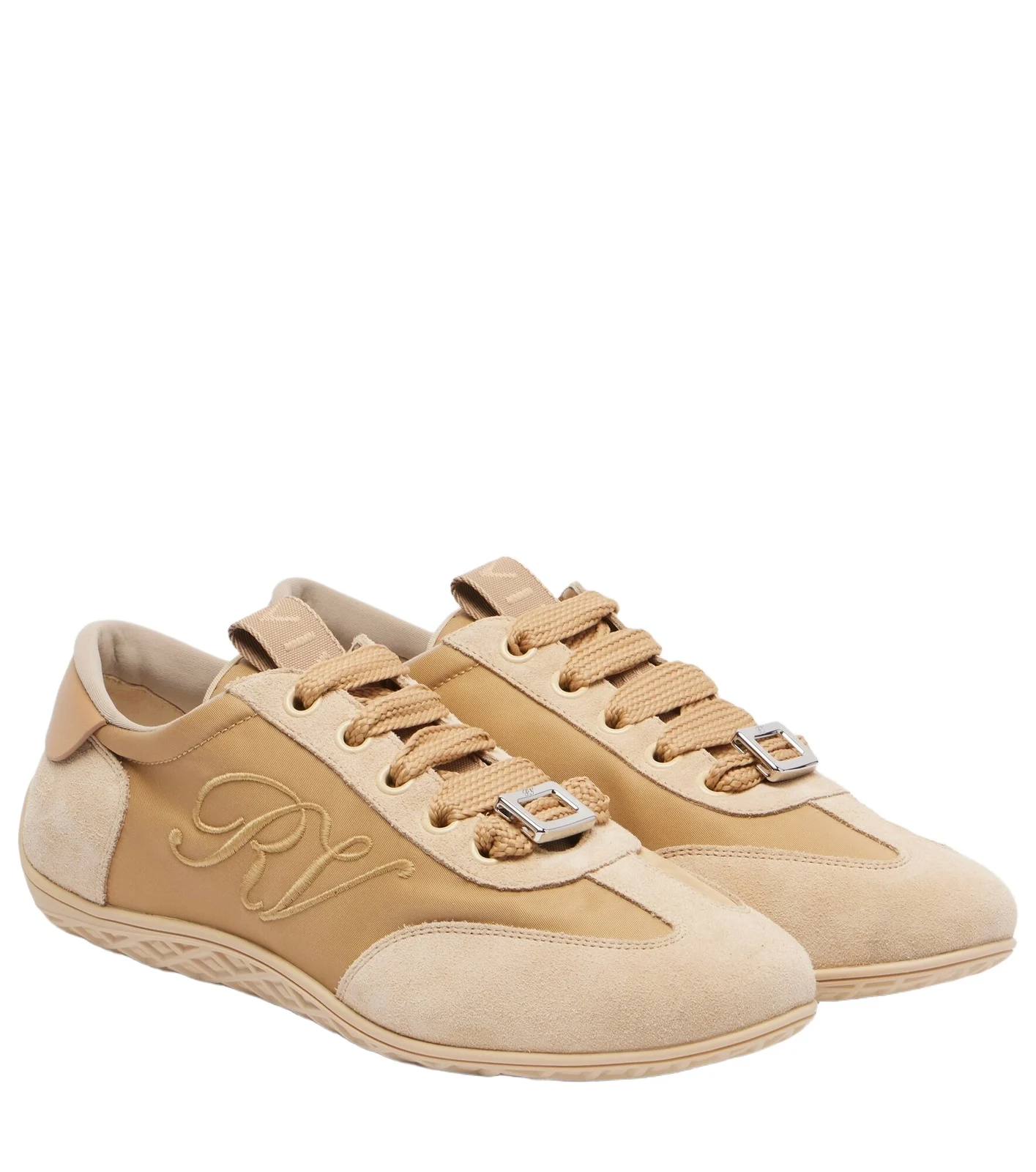 Viv Low leather-trimmed satin sneakers Viv Low leather-trimmed satin sneakers