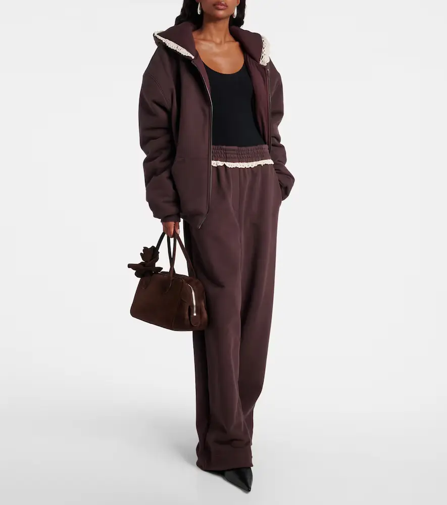 Magda Butrym Crochet-trimmed cotton zip-up hoodie | Thumbnail 2 Magda Butrym Crochet-trimmed cotton zip-up hoodie | Thumbnail 2