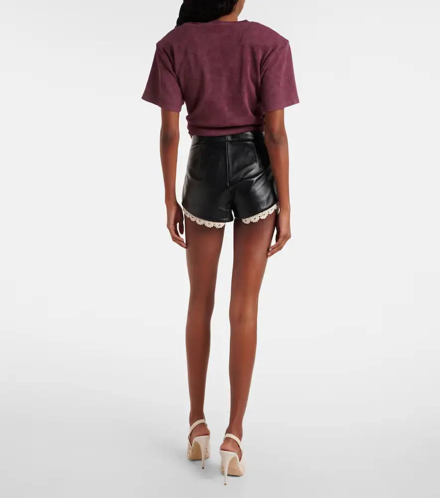 Magda Butrym Lace-trimmed leather shorts | Thumbnail 2 Magda Butrym Lace-trimmed leather shorts | Thumbnail 2