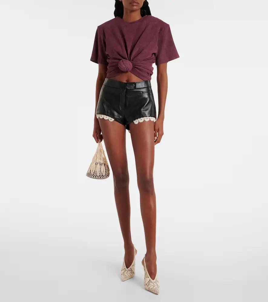 Magda Butrym Lace-trimmed leather shorts | Thumbnail 4 Magda Butrym Lace-trimmed leather shorts | Thumbnail 4