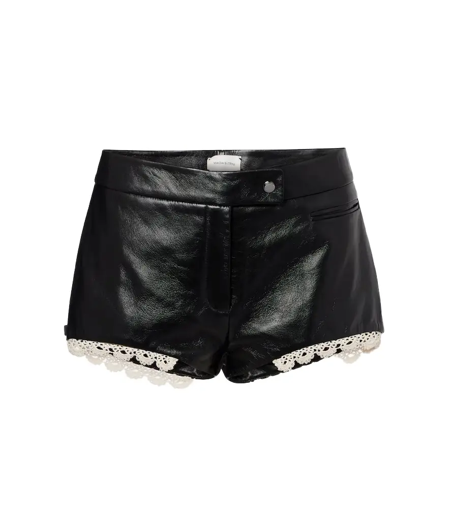Magda Butrym Lace-trimmed leather shorts