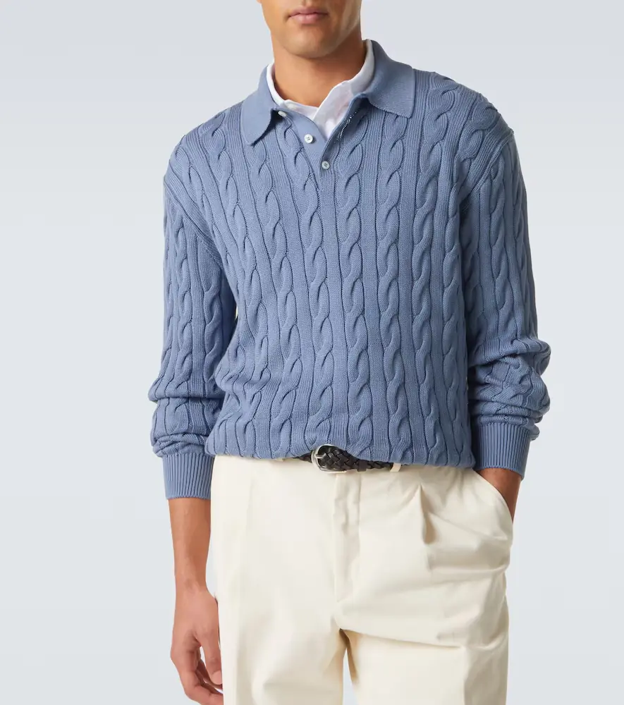 Ralph Lauren Purple Label Cable-knit cotton and silk polo sweater | Thumbnail 2