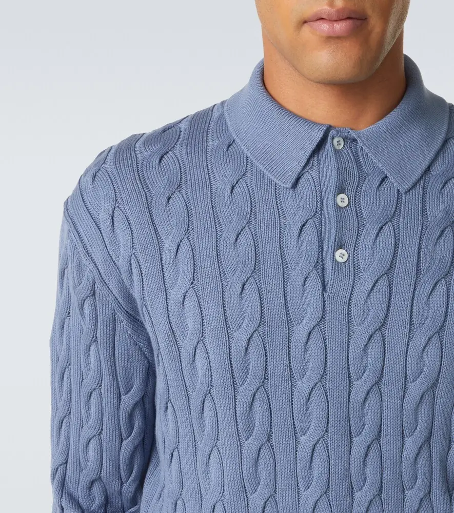 Ralph Lauren Purple Label Cable-knit cotton and silk polo sweater | Thumbnail 3