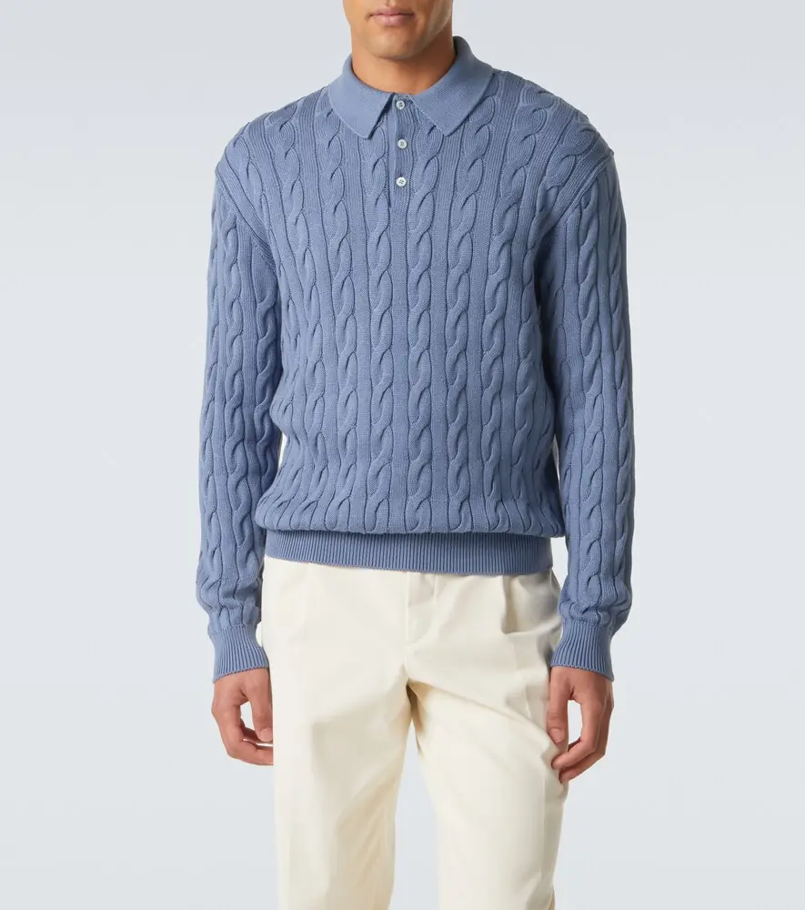 Ralph Lauren Purple Label Cable-knit cotton and silk polo sweater | Thumbnail 5